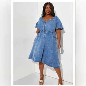 NWT Ashley Stewart - Hi Low A Line Denim Dress (18 fits 20)